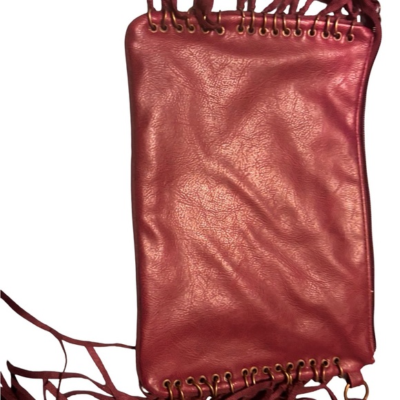 Mossimo Supply Co. Red non Leather Fringe Wristlet - Picture 3 of 4